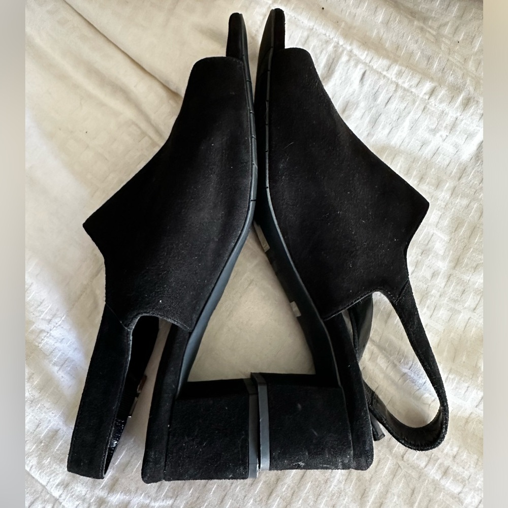 Aquatalia June Dress Suede Peep Toe Slingback Chunky Heel